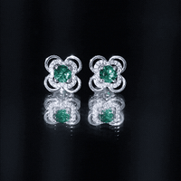 1 Carat Lab Grown Emerald Flower Earrings with Certificate