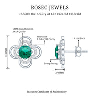 1 Carat Lab Grown Emerald Flower Earrings with Certificate