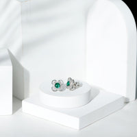 1 Carat Lab Grown Emerald Flower Earrings with Certificate