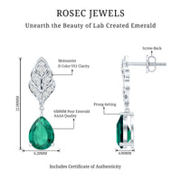 Certified 2 Carat Lab Grown Emerald Designer Earrings with Certificate