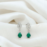 Certified 2 Carat Lab Grown Emerald Designer Earrings with Certificate