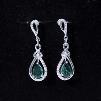 Designer 1.4 Carat Lab Grown Emerald Drop Earrings with Moissanite