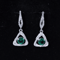 1.6 Carat Lab Grown Emerald Drop Earrings with Moissanite