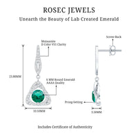 1.6 Carat Lab Grown Emerald Drop Earrings with Moissanite