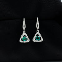 1.6 Carat Lab Grown Emerald Drop Earrings with Moissanite