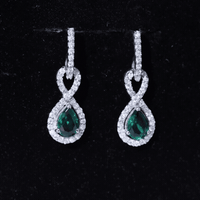 Womens 1.4 Carat Lab Grown Emerald Infinity Drop Earrings with Certificate