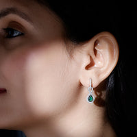 Womens 1.4 Carat Lab Grown Emerald Infinity Drop Earrings with Certificate