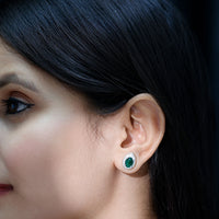 2.5 Carat Lab Grown Emerald Teardrop Stud Earrings with Moissanite Halo