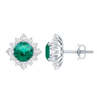 Half Carat Lab Grown Emerald Stud Earrings with Certificate