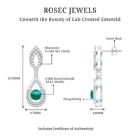 Sterling Silver 1.6 Carat Lab Grown Emerald Teardrop Earrings for Women