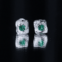 Certified Half Carat Lab Grown Emerald Stud Earrings with Moissanite