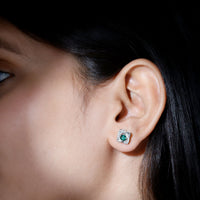 Certified Half Carat Lab Grown Emerald Stud Earrings with Moissanite