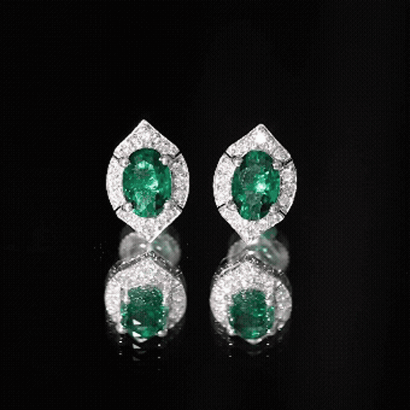 Certified 1.7 Carat Lab Grown Emerald Vintage Stud Earrings with Moissanite