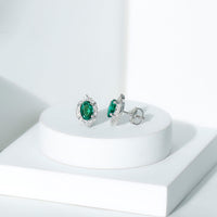 Certified 1.7 Carat Lab Grown Emerald Vintage Stud Earrings with Moissanite