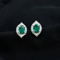 Certified 1.7 Carat Lab Grown Emerald Vintage Stud Earrings with Moissanite