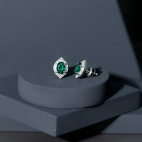 Certified 1.7 Carat Lab Grown Emerald Vintage Stud Earrings with Moissanite