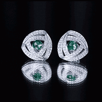1 Carat Lab Grown Emerald Triangle Stud Earrings in Sterling Silver