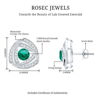 1 Carat Lab Grown Emerald Triangle Stud Earrings in Sterling Silver