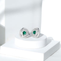 1 Carat Lab Grown Emerald Triangle Stud Earrings in Sterling Silver