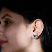 1 Carat Lab Grown Emerald Triangle Stud Earrings in Sterling Silver