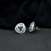 1 Carat Lab Grown Emerald Triangle Stud Earrings in Sterling Silver