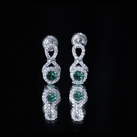 Half Carat Lab Grown Emerald Infinity Stud Earrings with Moissanite