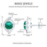 Sterling Silver 1 Carat Lab Grown Emerald Stud Earrings with Moissanite