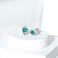 Sterling Silver 1 Carat Lab Grown Emerald Stud Earrings with Moissanite