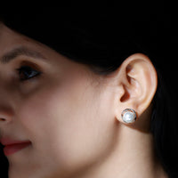 Natural 16 Carat Cultured Pearl Stud Earrings in Silver