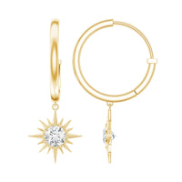 Certified Lab Grown Diamond Sunburst Hoop Earrings