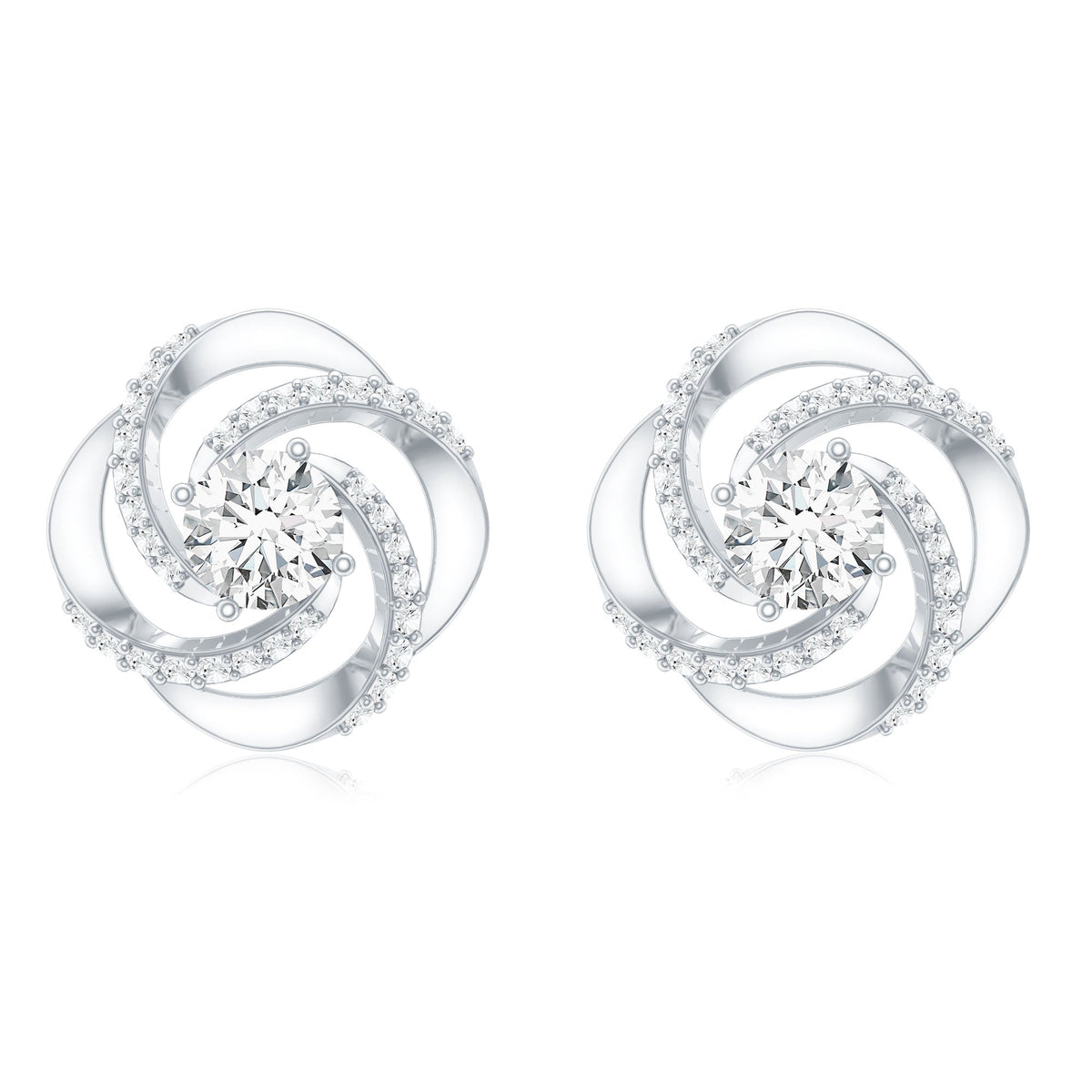 Certified Lab 5 MM Round Diamond Swirl Stud Earrings