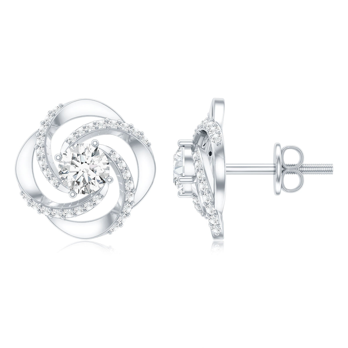 Certified Lab 5 MM Round Diamond Swirl Stud Earrings
