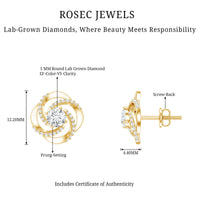 Certified Lab 5 MM Round Diamond Swirl Stud Earrings