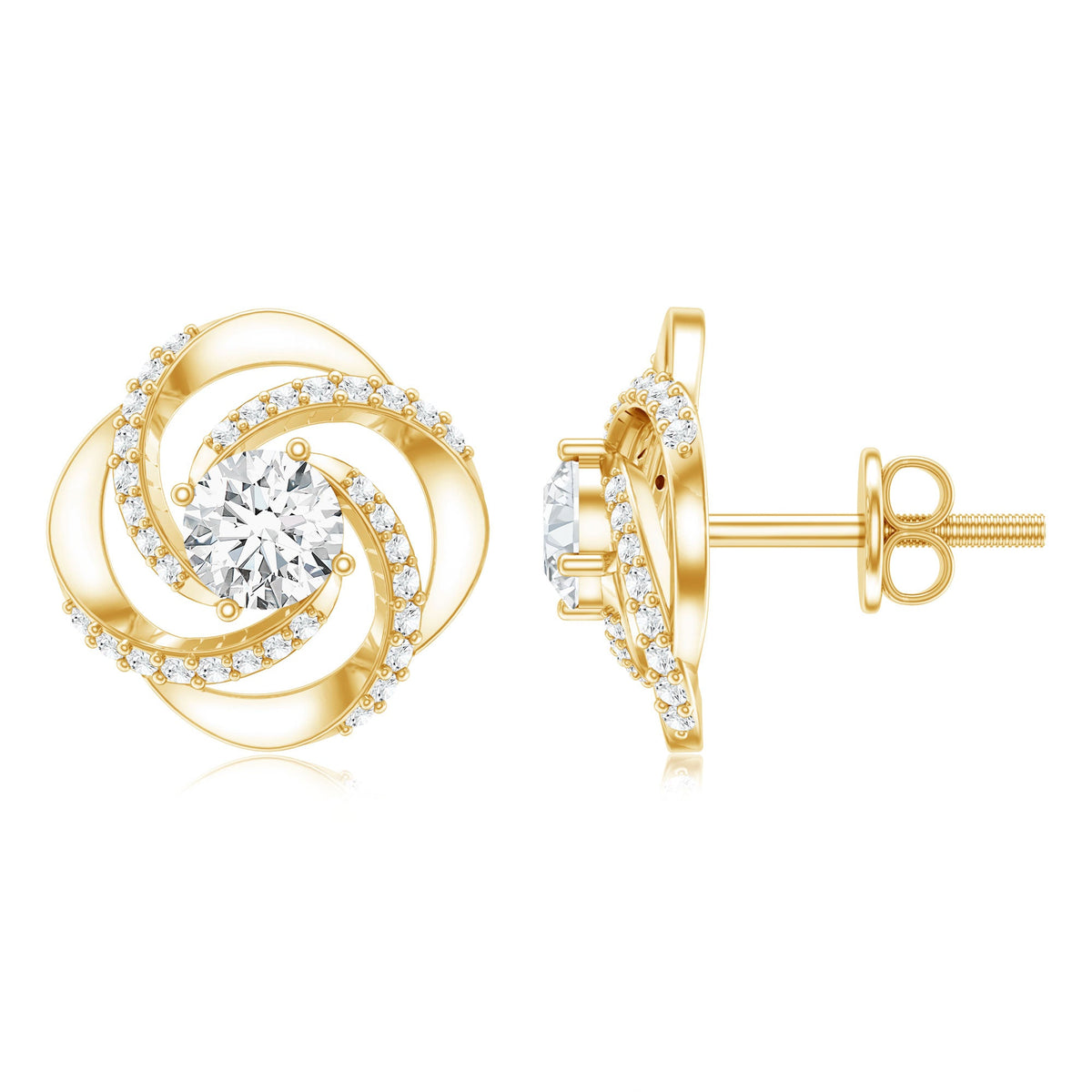 Certified Lab 5 MM Round Diamond Swirl Stud Earrings