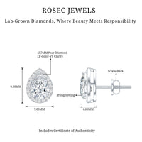 Certified 1.3 Carat Lab Grown Diamond Teardrop Stud Earrings