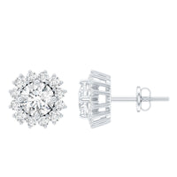 Certified 5 MM Round Lab Grown Diamond Halo Stud Earrings