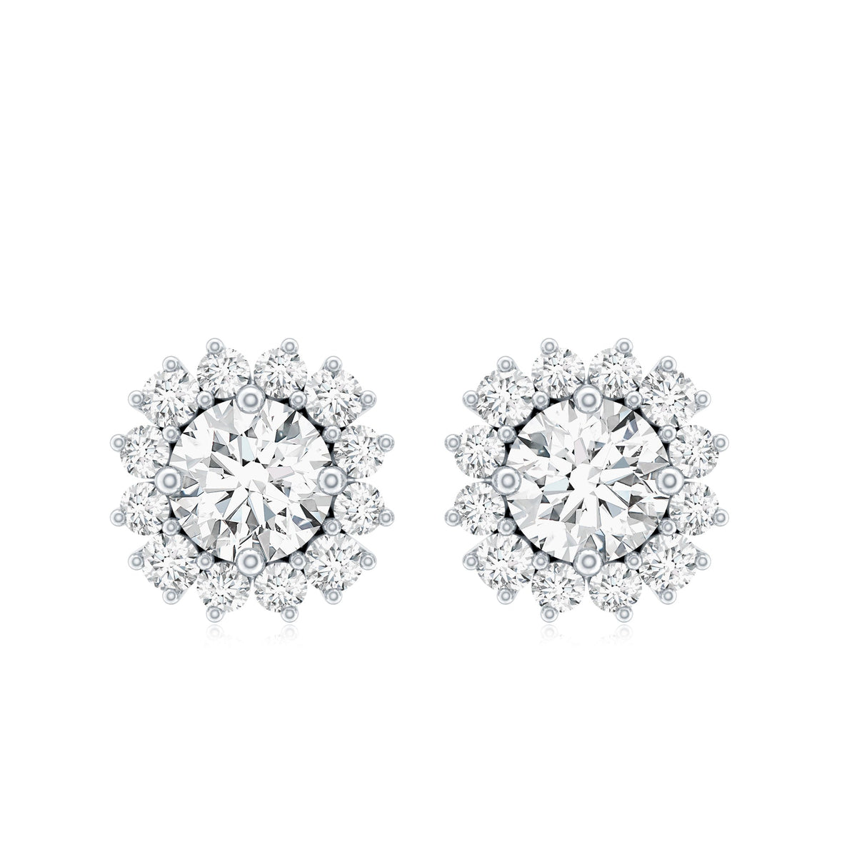 Certified 5 MM Round Lab Grown Diamond Halo Stud Earrings