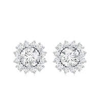 Certified 5 MM Round Lab Grown Diamond Halo Stud Earrings