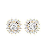 Certified 5 MM Round Lab Grown Diamond Halo Stud Earrings