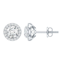 5 MM Round Lab Grown Diamond Halo Stud Earrings With Screw Back