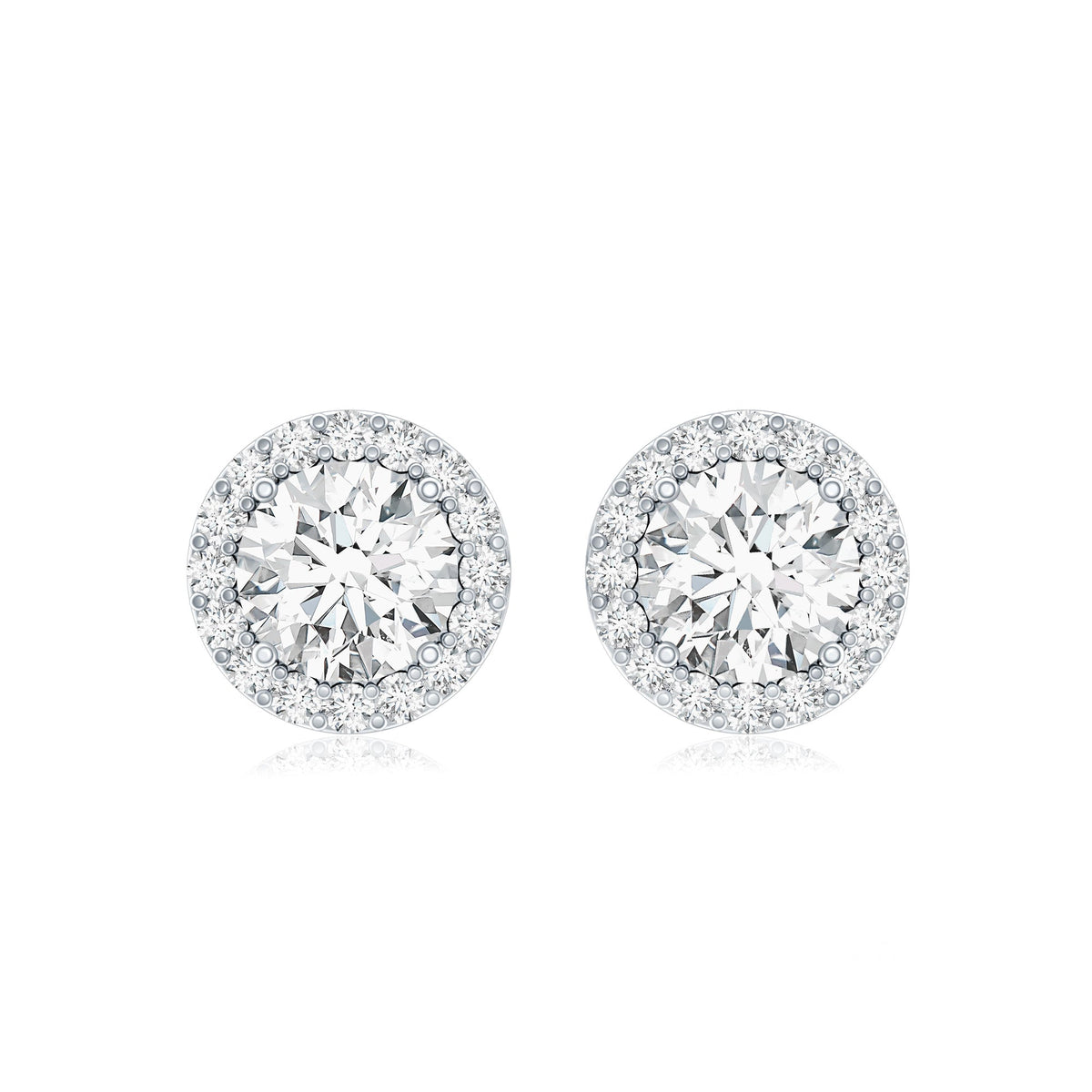 5 MM Round Lab Grown Diamond Halo Stud Earrings With Screw Back
