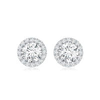 5 MM Round Lab Grown Diamond Halo Stud Earrings With Screw Back