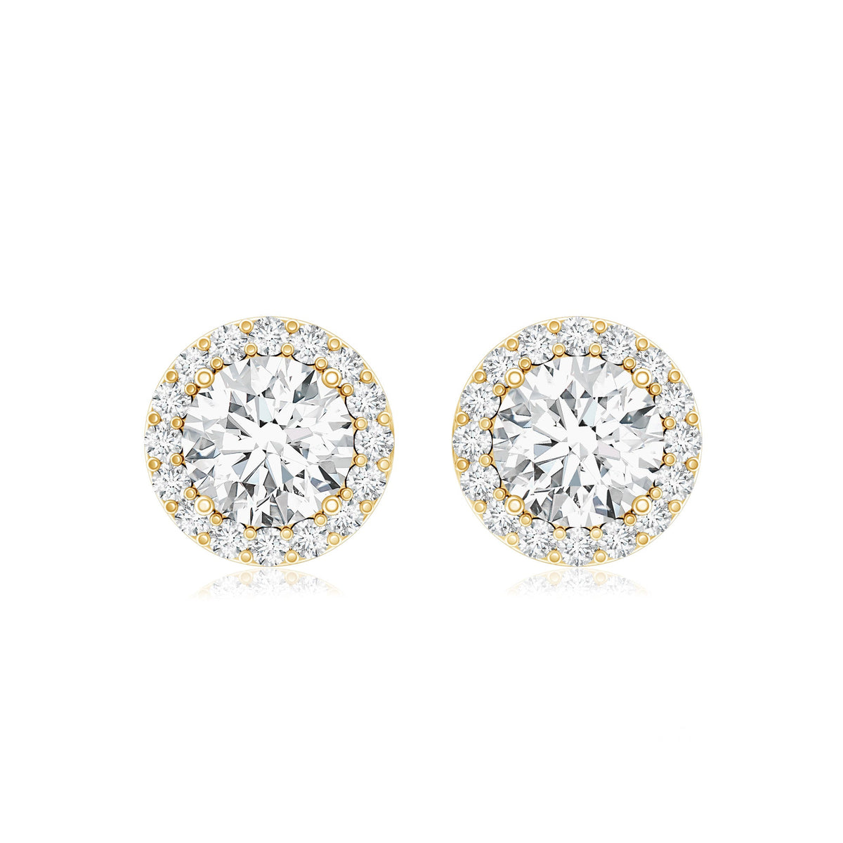 5 MM Round Lab Grown Diamond Halo Stud Earrings With Screw Back