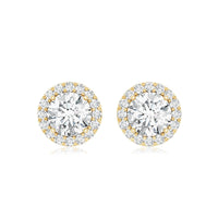 5 MM Round Lab Grown Diamond Halo Stud Earrings With Screw Back