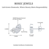 Bezel Set Lab Marquise Diamond Stud Earrings