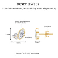 Bezel Set Lab Marquise Diamond Stud Earrings