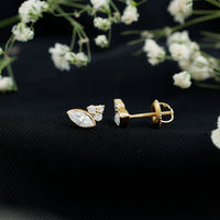 Bezel Set Lab Marquise Diamond Stud Earrings
