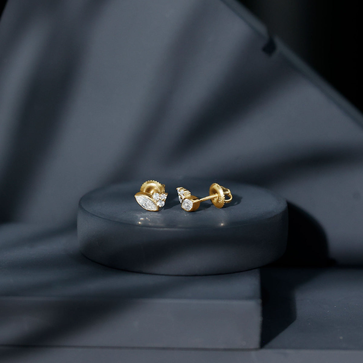 Bezel Set Lab Marquise Diamond Stud Earrings