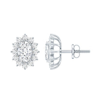 Certified Oval Shaped Lab Grown Diamond Halo Stud Earrings