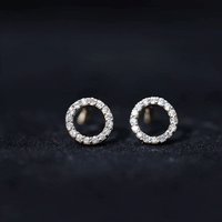 Lab Grown Diamond Circle Stud Earrings With Screw Back